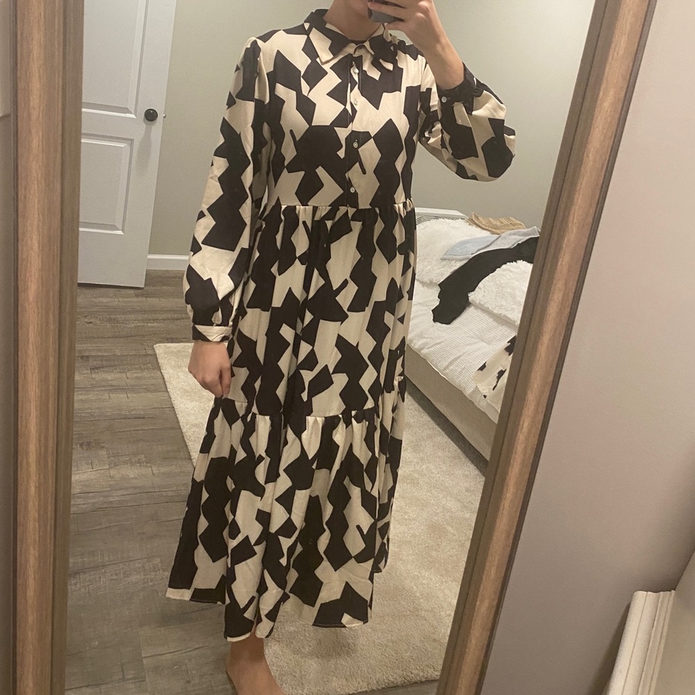 Long Black & Tan Dress